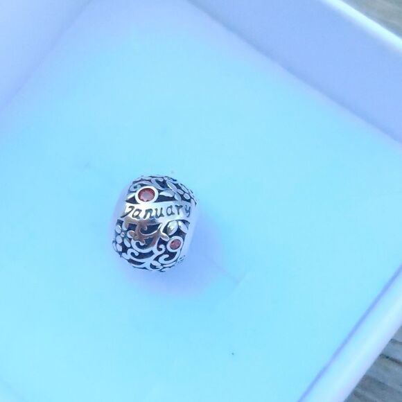 925 Silver January Birthstone Charm - Picture 2 of 5